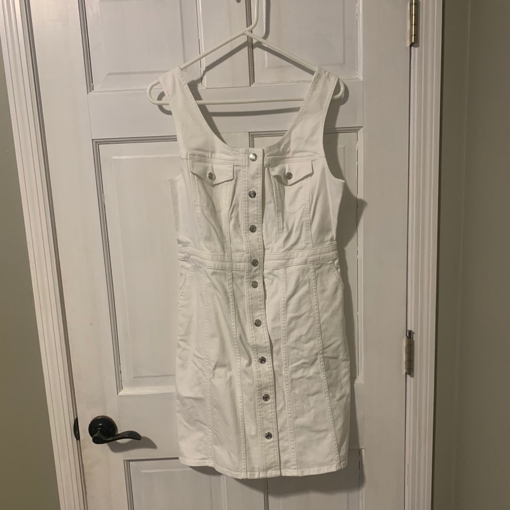 J Crew- White Denim midi dress